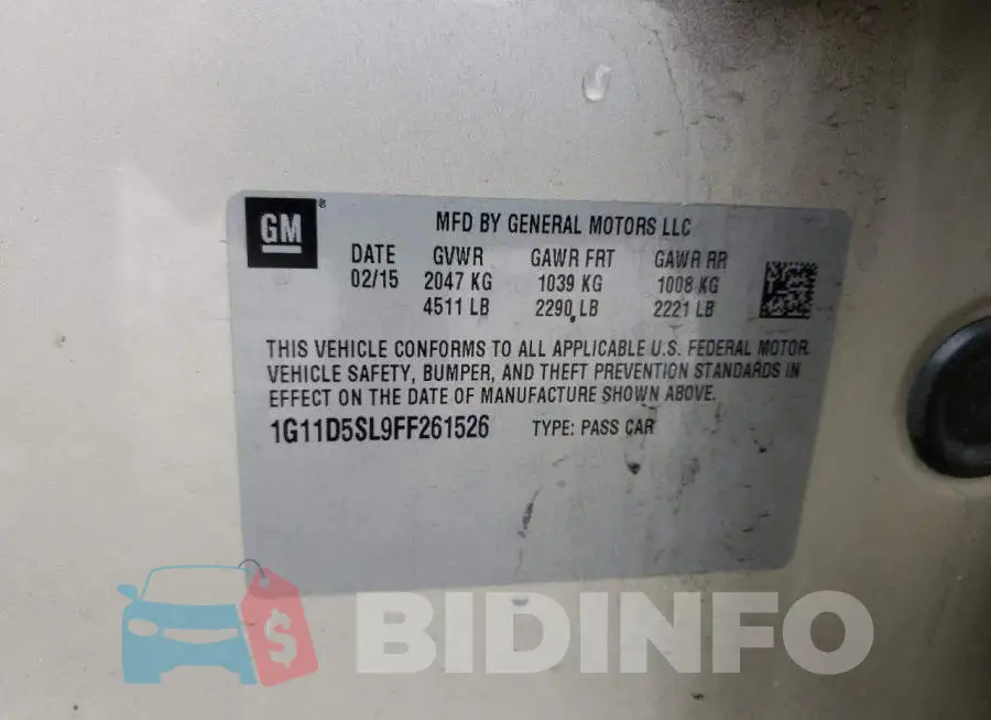 1G11D5SL9FF261526 Photo# 12