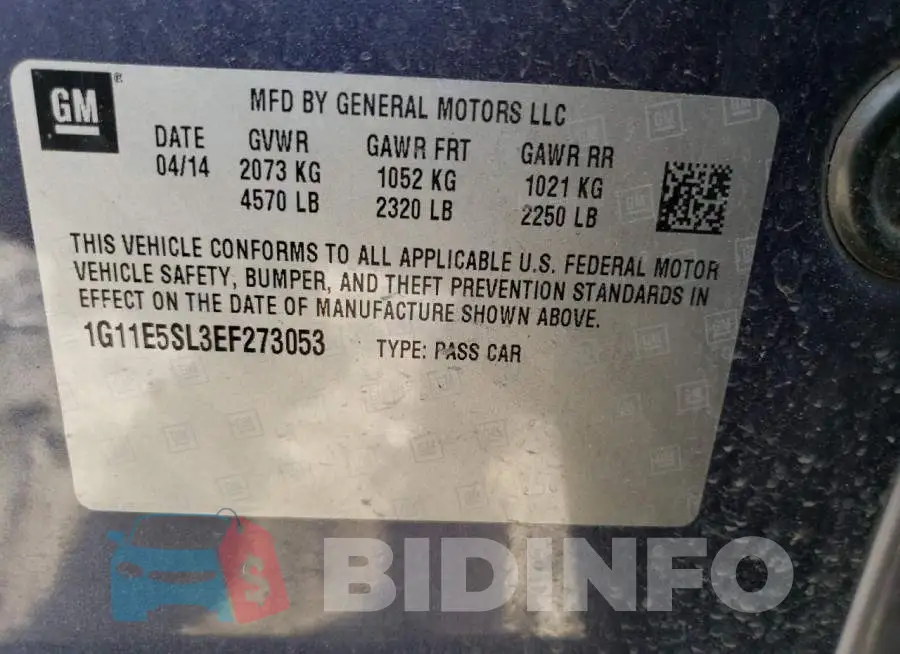 1G11E5SL3EF273053 Photo# 12