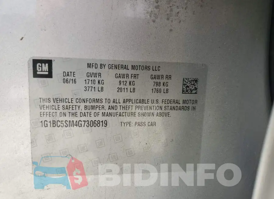 1G1BC5SM4G7306819 Photo# 12