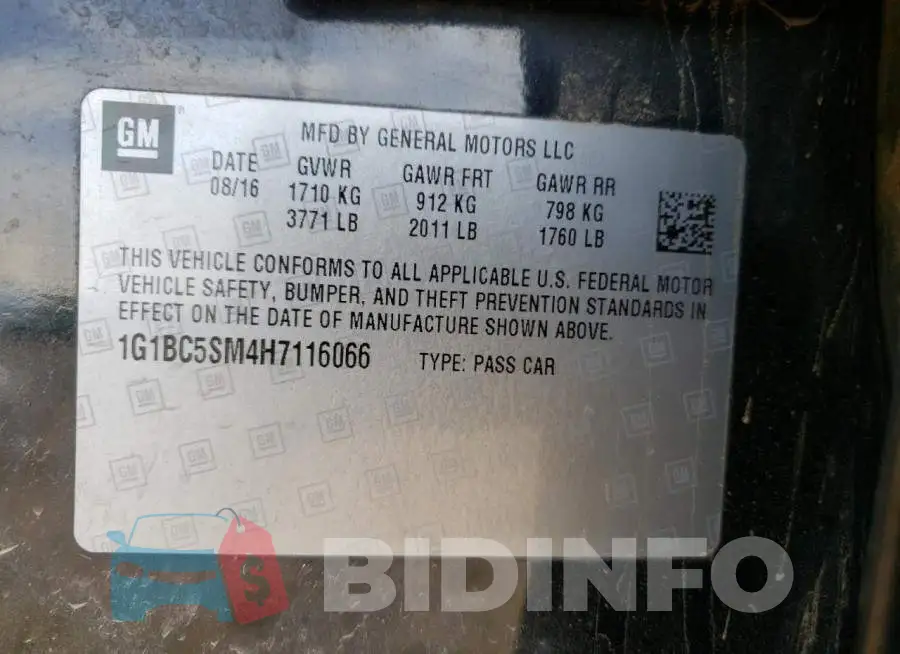 1G1BC5SM4H7116066 Photo# 12