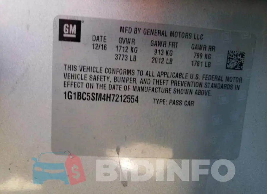 1G1BC5SM4H7212554 Photo# 12