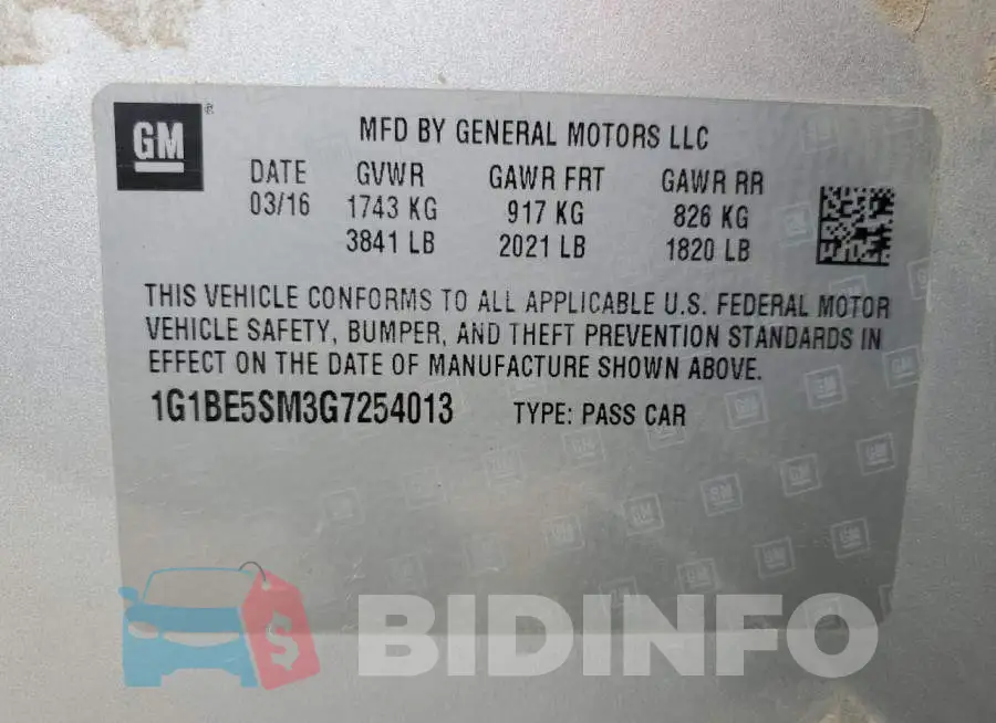 1G1BE5SM3G7254013 Photo# 13
