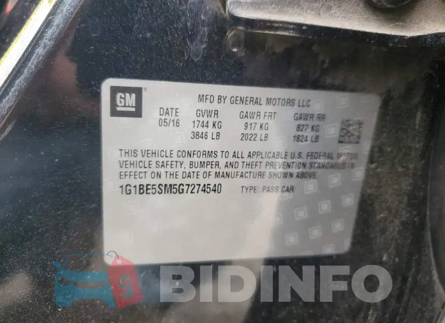 1G1BE5SM5G7274540 Photo# 12