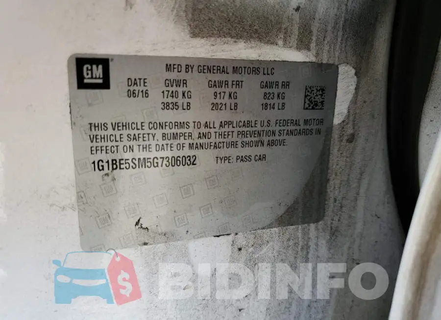 1G1BE5SM5G7306032 Photo# 12