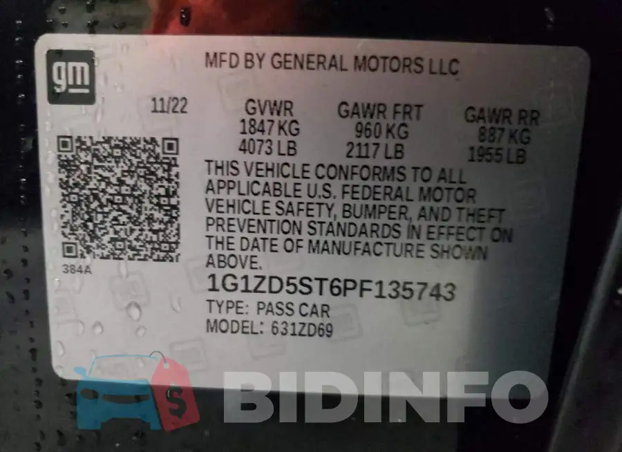 1G1ZD5ST6PF135743 Photo# 12