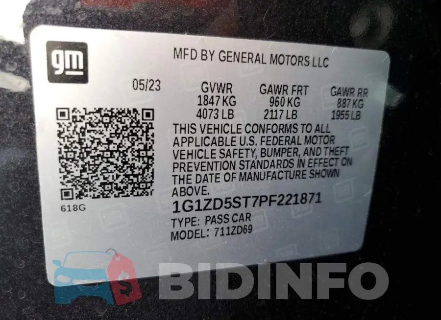 1G1ZD5ST7PF221871 Photo# 12