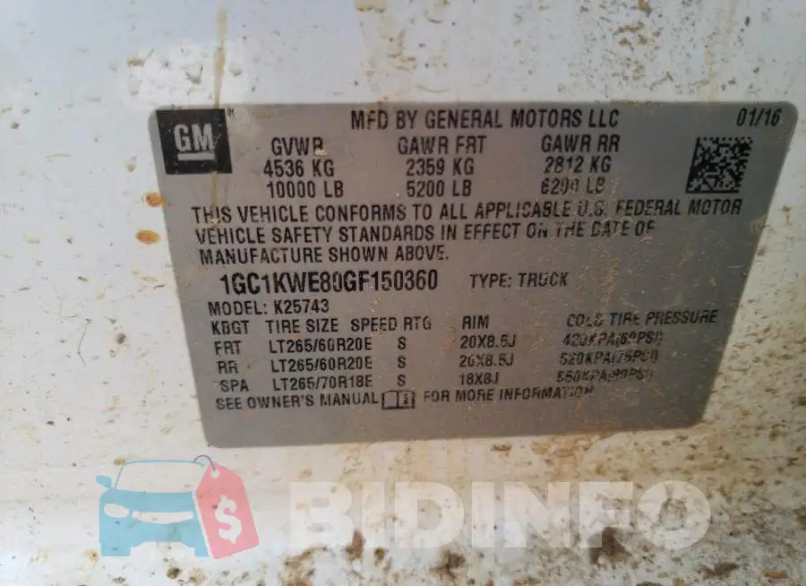 1GC1KWE80GF150360 Photo# 12