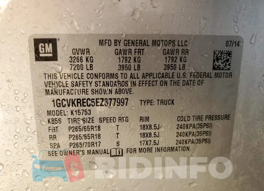 1GCVKREC5EZ377997 Photo# 13