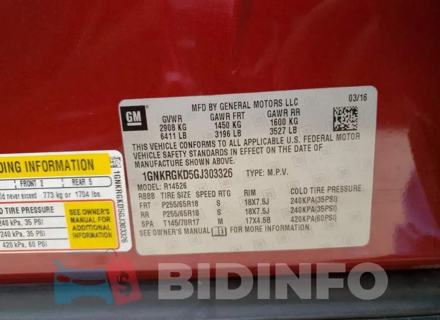 1GNKRGKD5GJ303326 Photo# 13