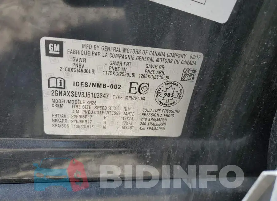 2GNAXSEV3J6103347 Photo# 12