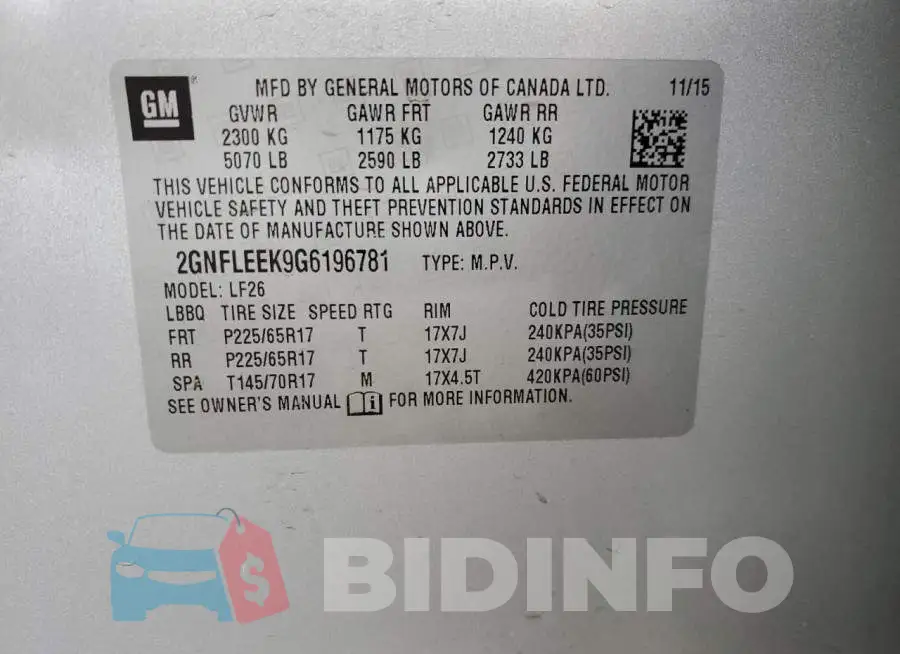 2GNFLEEK9G6196781 Photo# 13