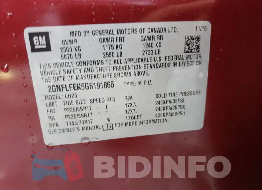 2GNFLFEK6G6191866 Photo# 13