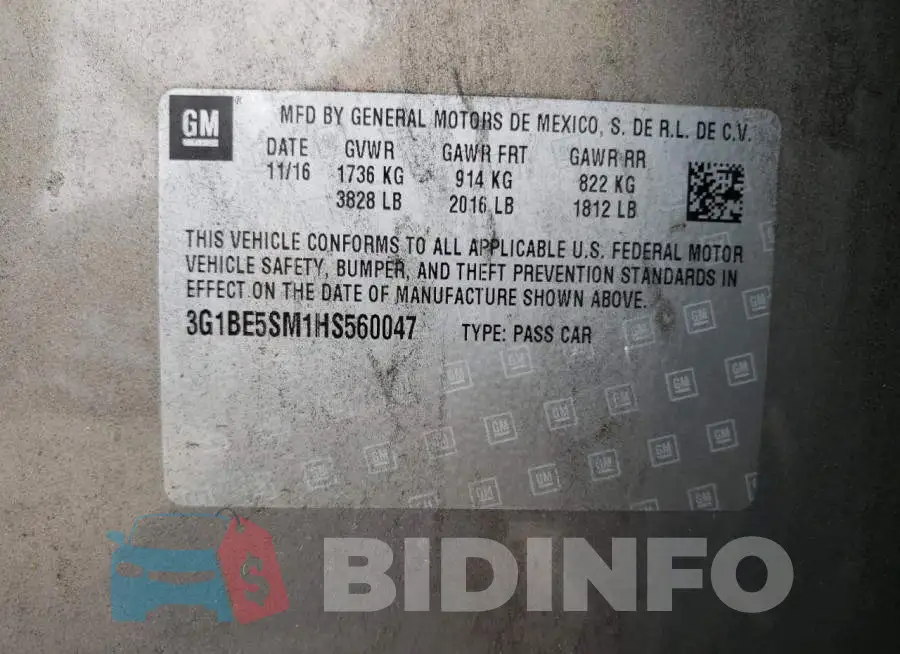 3G1BE5SM1HS560047 Photo# 12