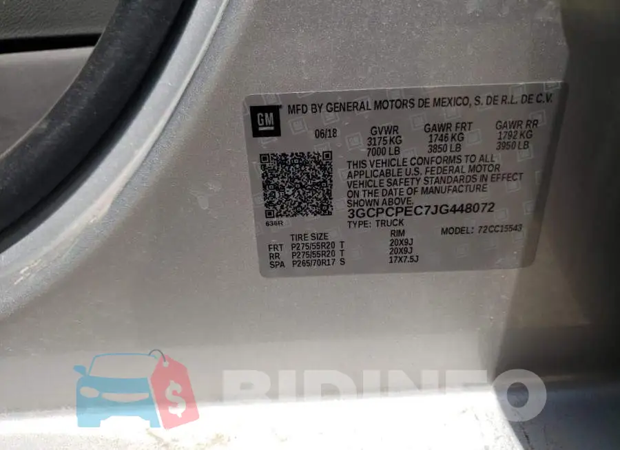 3GCPCPEC7JG448072 Photo# 12