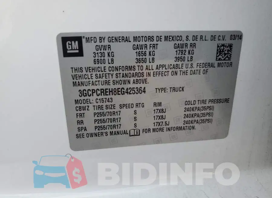 3GCPCREH8EG425364 Photo# 13