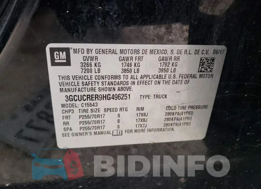 3GCUCRER9HG496251 Photo# 12