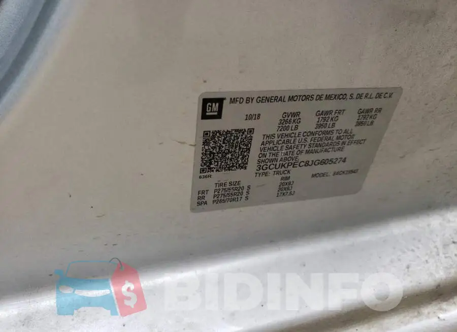 3GCUKPEC8JG605274 Photo# 12