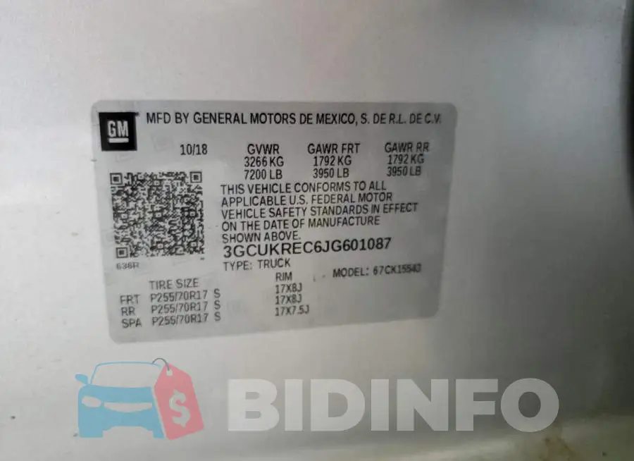 3GCUKREC6JG601087 Photo# 13