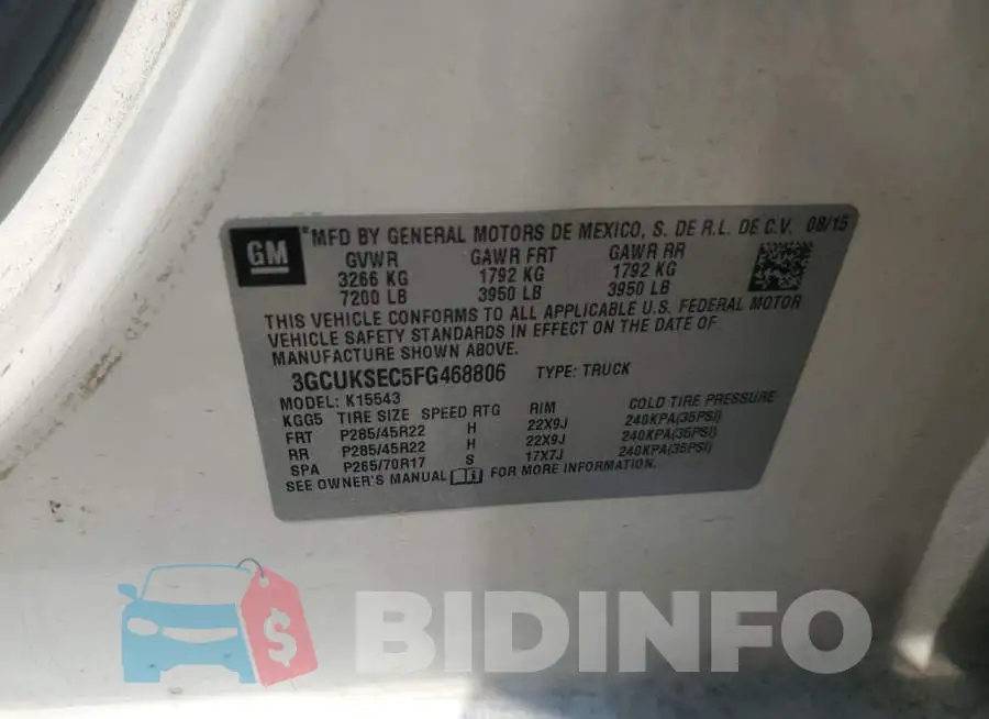 3GCUKSEC5FG468806 Photo# 12