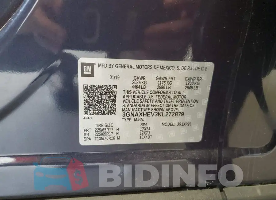 3GNAXHEV3KL272879 Photo# 14