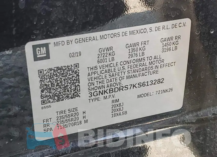 3GNKBDRS7KS613282 Photo# 13