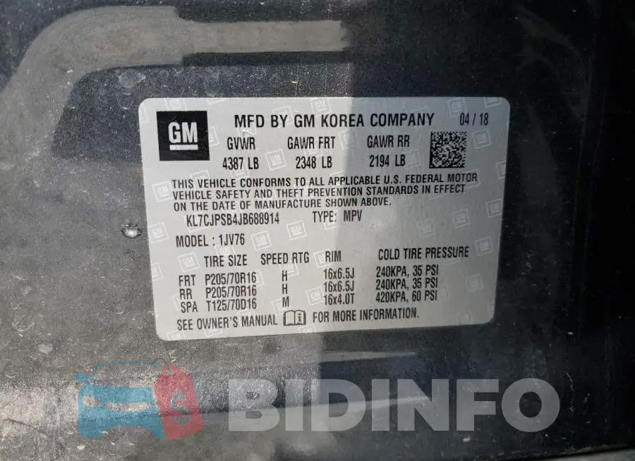 KL7CJPSB4JB688914 Photo# 13
