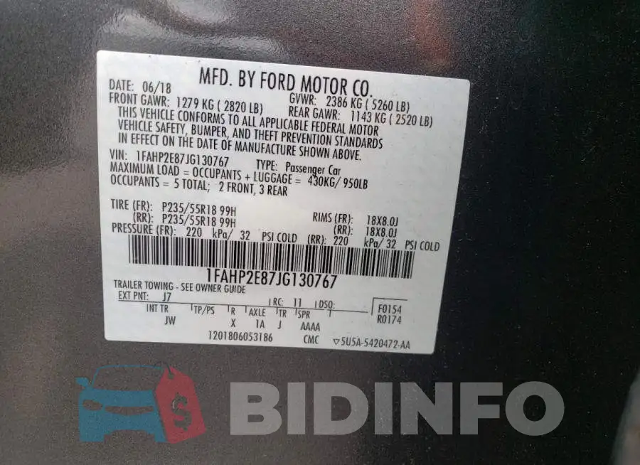 1FAHP2E87JG130767 Photo# 12