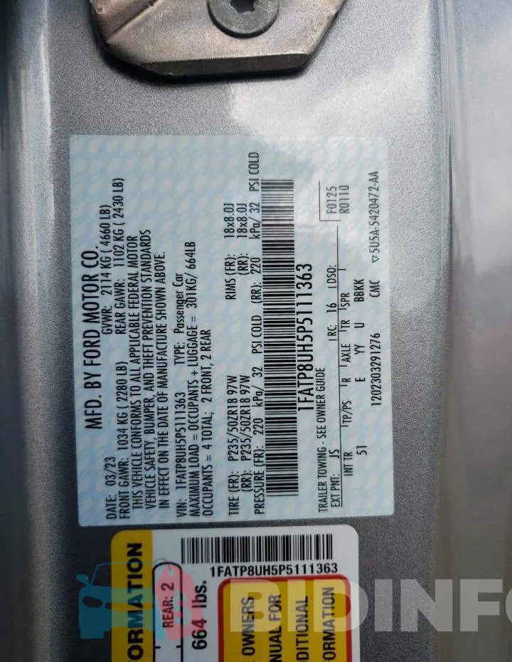 1FATP8UH5P5111363 Photo# 12