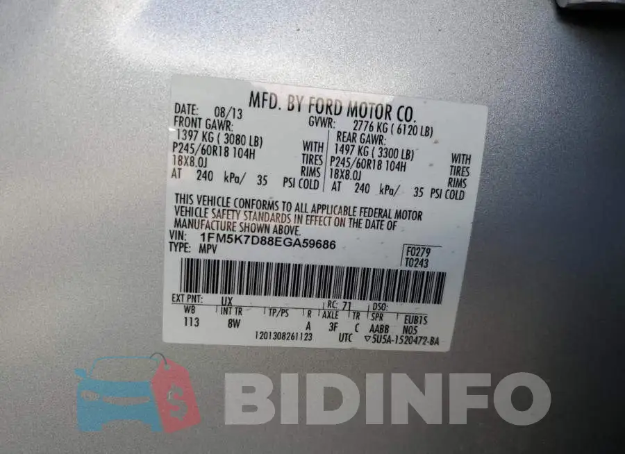 1FM5K7D88EGA59686 Photo# 12