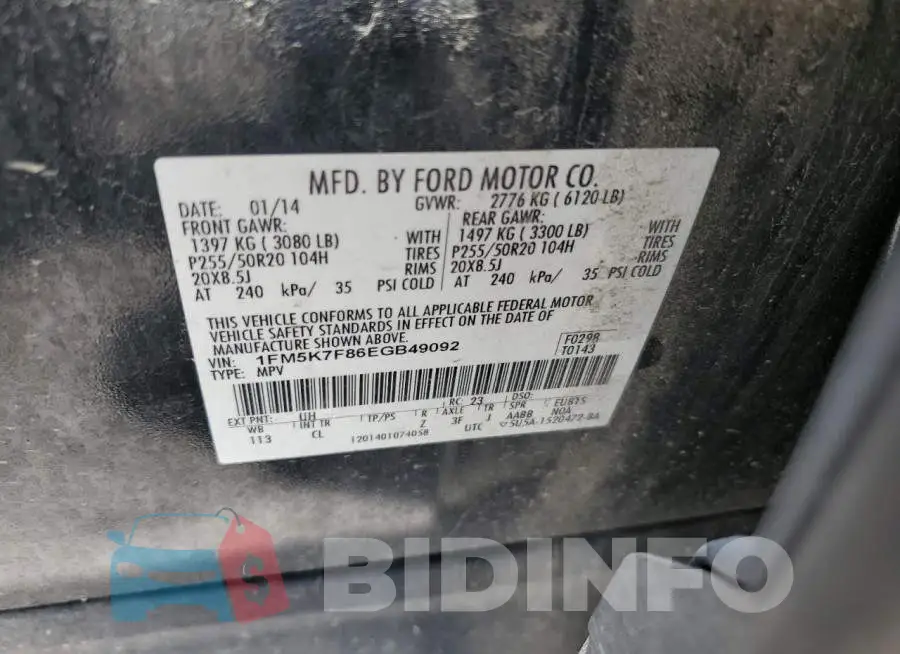 1FM5K7F86EGB49092 Photo# 13