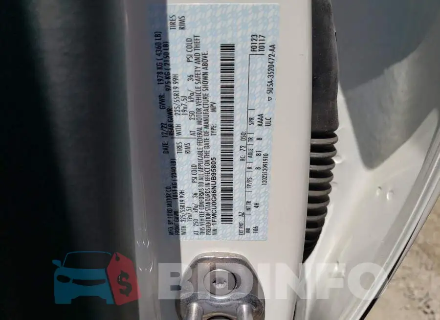 1FMCU0G66NUB95805 Photo# 13