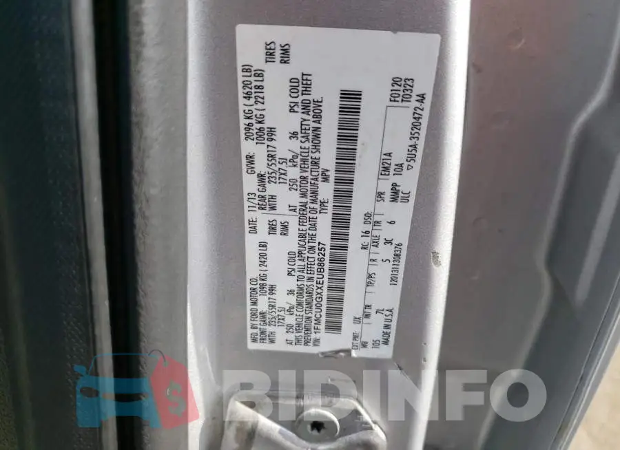 1FMCU0GXXEUB86257 Photo# 12