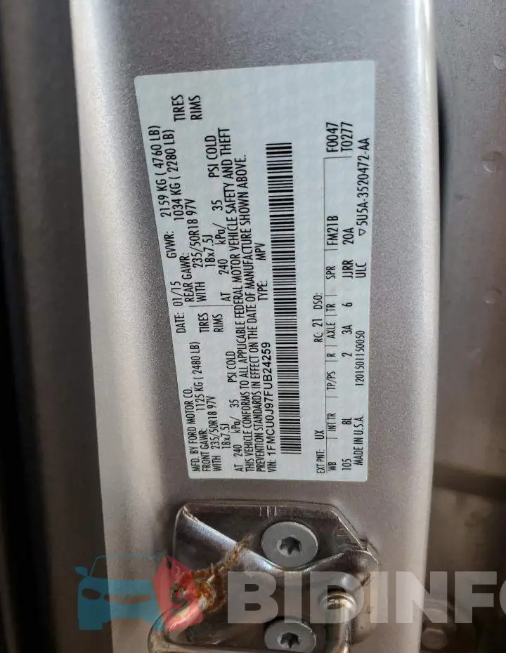 1FMCU0J97FUB24259 Photo# 12