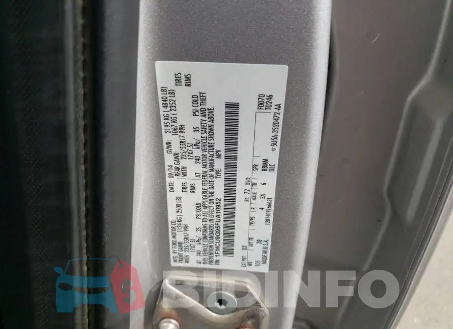 1FMCU9G95FUA10952 Photo# 12