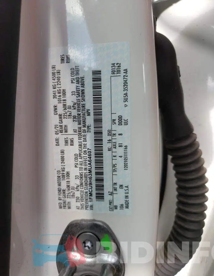 1FMCU9H63MUA64607 Photo# 13