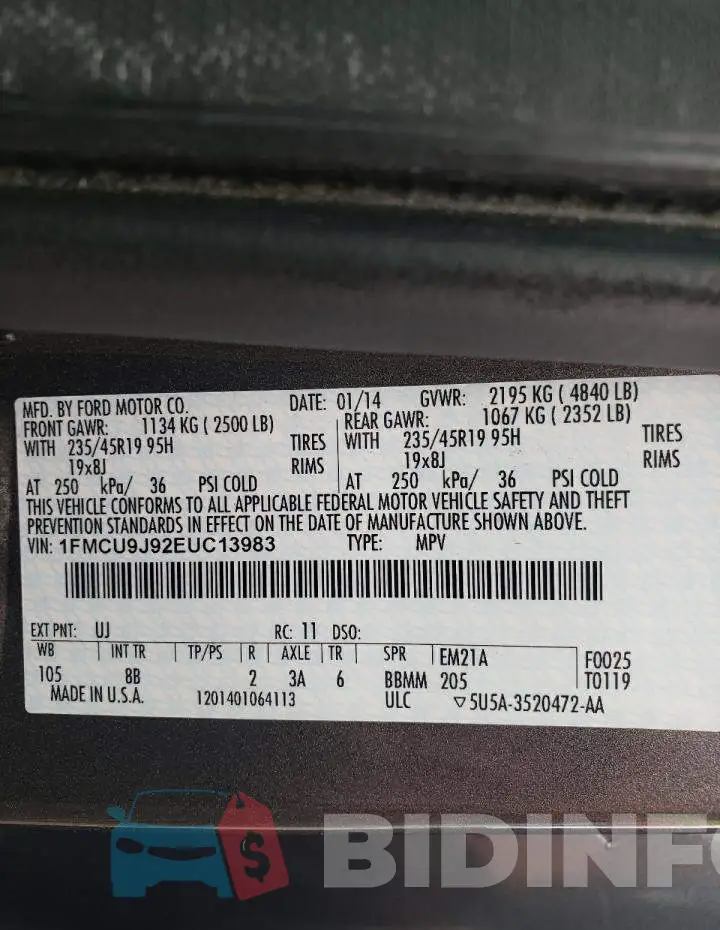 1FMCU9J92EUC13983 Photo# 12