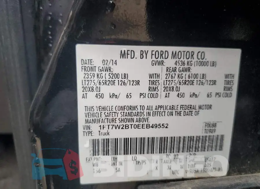 1FT7W2BT0EEB49552 Photo# 12