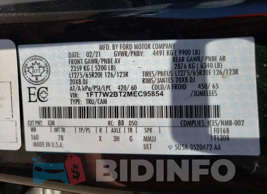 1FT7W2BT2MEC95854 Photo# 13