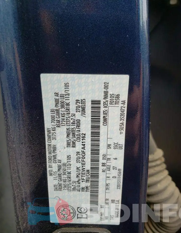 1FTEW1EF0GFA41162 Photo# 12