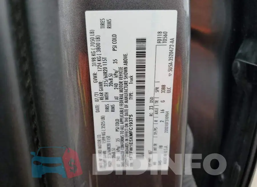 1FTFW1E5XMFC19375 Photo# 13