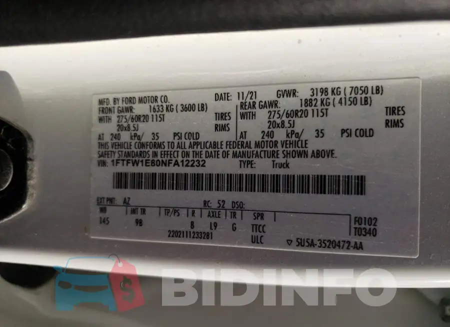 1FTFW1E80NFA12232 Photo# 12