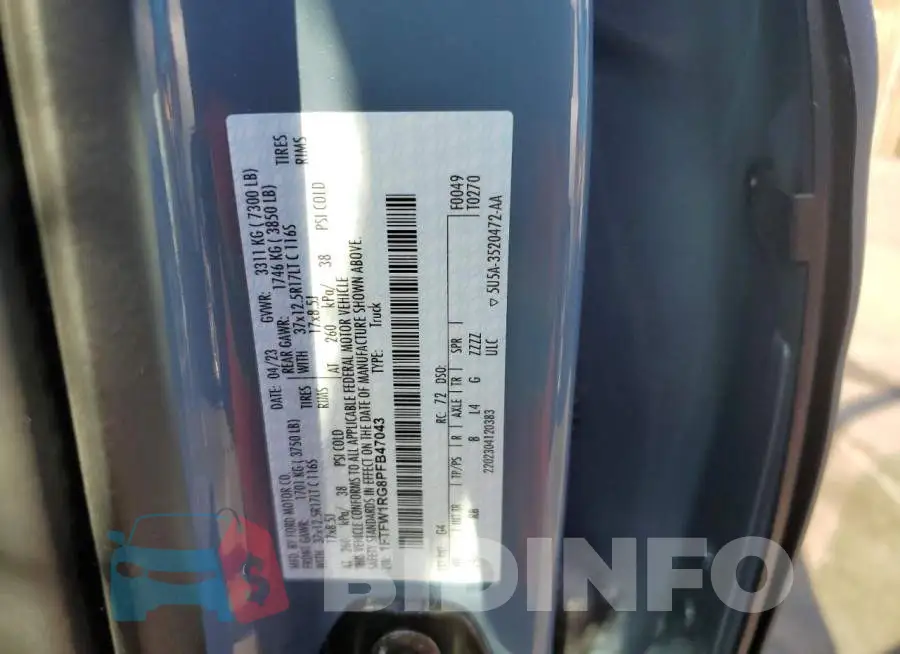 1FTFW1RG8PFB47043 Photo# 12