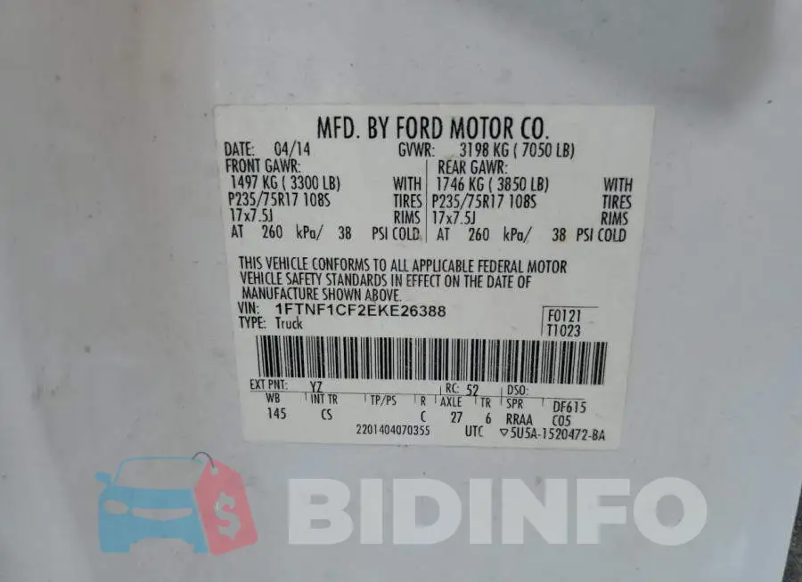 1FTNF1CF2EKE26388 Photo# 12