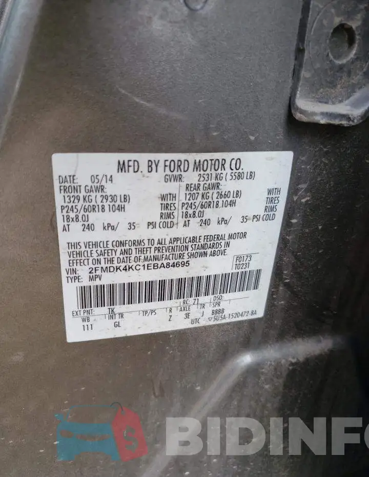 2FMDK4KC1EBA84695 Photo# 12