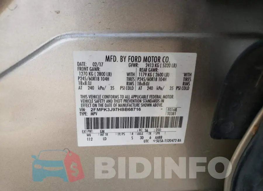 2FMPK3J97HBB68716 Photo# 13