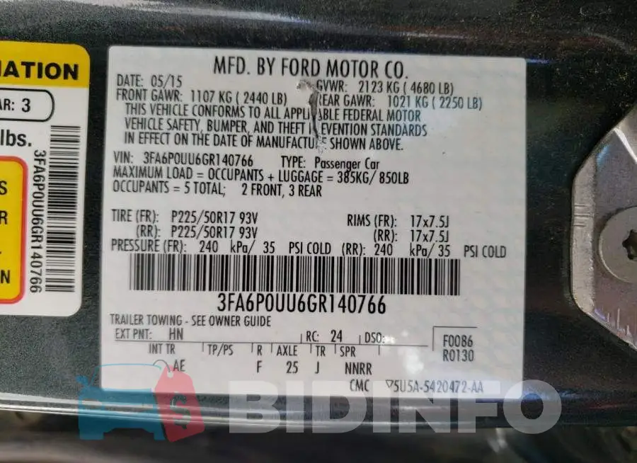3FA6P0UU6GR140766 Photo# 12