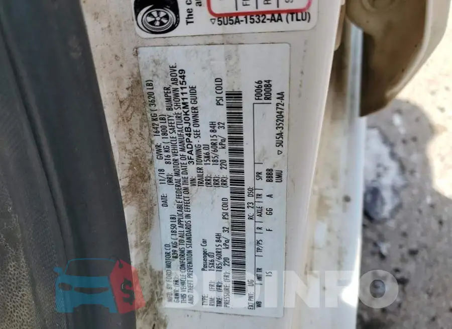 3FADP4BJ0KM111549 Photo# 12