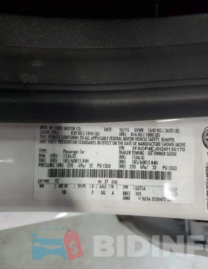 3FADP4EJ0GM130170 Photo# 12
