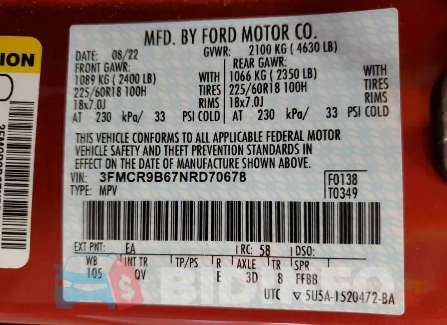 3FMCR9B67NRD70678 Photo# 13