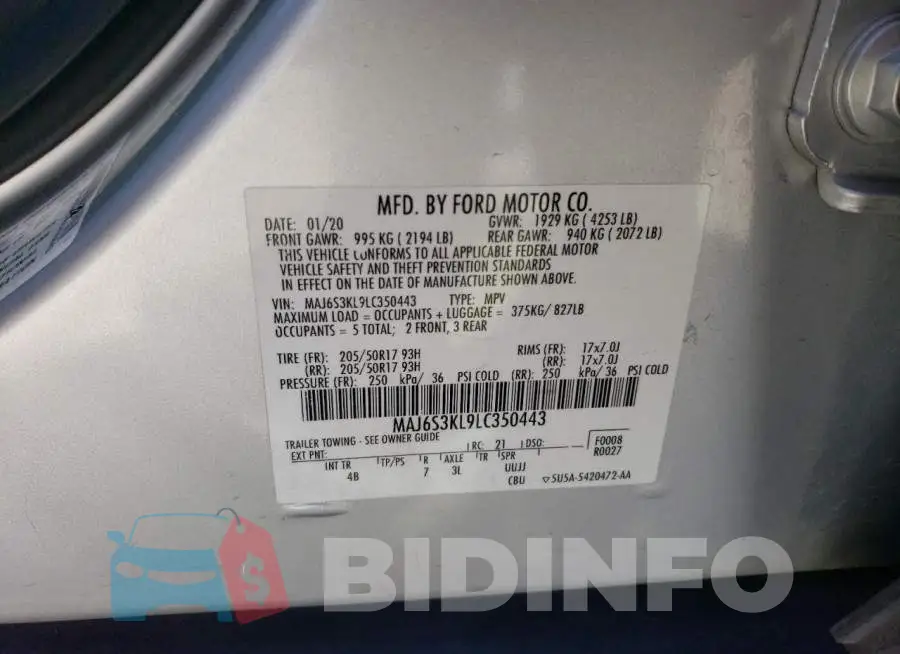 MAJ6S3KL9LC350443 Photo# 14